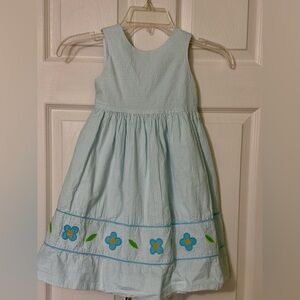 Florence Eiseman Light Blue Dress with Floral Embroidery